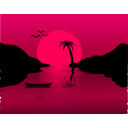 download Sunset Waterscene clipart image with 315 hue color