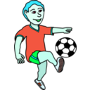 download Soccer Playing Boy Coloured clipart image with 135 hue color