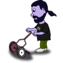 download Comic Characters Guy Pushing Reel Mower clipart image with 225 hue color