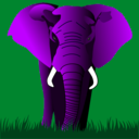 download Elephant Yellow On Purple clipart image with 225 hue color