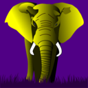 download Elephant Yellow On Purple clipart image with 0 hue color