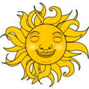download Smiling Sun clipart image with 0 hue color