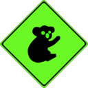 download Warning Koalas Ahead clipart image with 45 hue color