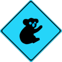 download Warning Koalas Ahead clipart image with 135 hue color
