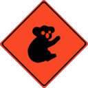 download Warning Koalas Ahead clipart image with 315 hue color