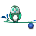 download Owl On Branch clipart image with 135 hue color