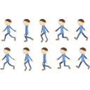 download Walk Cycle Boy clipart image with 0 hue color