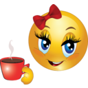 Girl Drink Tea Smiley Emoticon