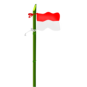 Bamboo And Indonesian Flag