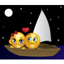 download Lovers Boat Smiley Emoticon clipart image with 0 hue color
