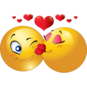 download Kissing Couple Smiley Emoticon clipart image with 0 hue color