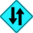 download To Way Warning Sign clipart image with 135 hue color