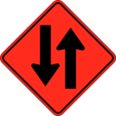 download To Way Warning Sign clipart image with 315 hue color