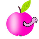 download Apple Red With A Green Leaf With Funny Worm clipart image with 315 hue color