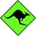 download Warning Kangaroos Ahead clipart image with 45 hue color