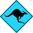 download Warning Kangaroos Ahead clipart image with 135 hue color