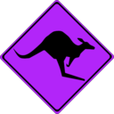 download Warning Kangaroos Ahead clipart image with 225 hue color