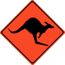 download Warning Kangaroos Ahead clipart image with 315 hue color