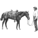 download Man And His Horse clipart image with 225 hue color