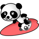 download Surfer Panda clipart image with 135 hue color