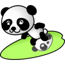 download Surfer Panda clipart image with 225 hue color