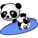 download Surfer Panda clipart image with 0 hue color