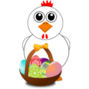 Funny Chicken With A Basket Full Of Easter Eggs
