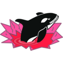 download Evil Orca Cartoon Looking And Smiling With Teeth clipart image with 135 hue color