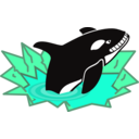 download Evil Orca Cartoon Looking And Smiling With Teeth clipart image with 315 hue color