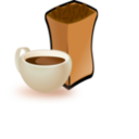 download Cup Of Coffee With Sack Of Coffee Beans clipart image with 0 hue color