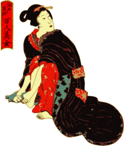 Woman In A Kimono Cleans Her Feet